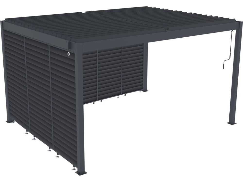Pergola bioklimatyczna z 7 aluminiowymi żaluzjami „Windsor” – 3 x 4 m – szara