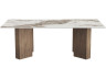 Drewniany stolik kawowy z ceramicznym blatem „Elma” – 120 x 60 x 40 cm – brązowy