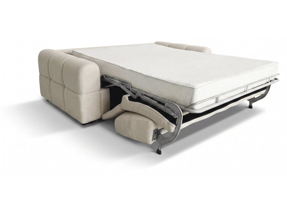 Canapé lit convertible express "Zoé" - Matelas 18 cm - Couchage 140 cm - 3 places - Beige