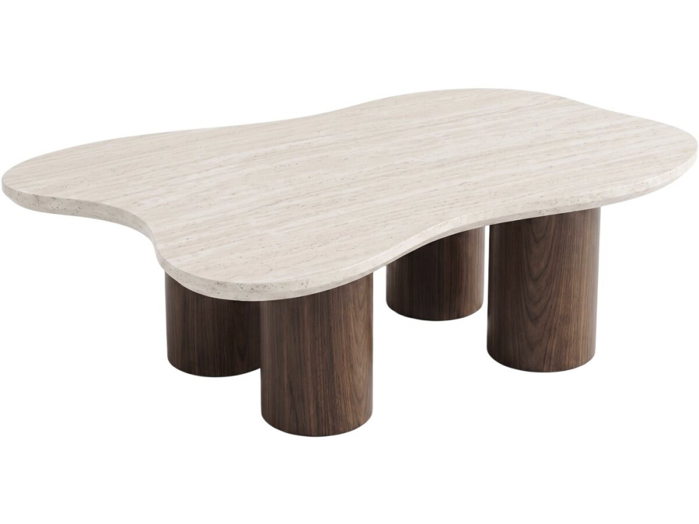 Designowy stolik kawowy z drewna „Lya” – 120 cm – brązowy