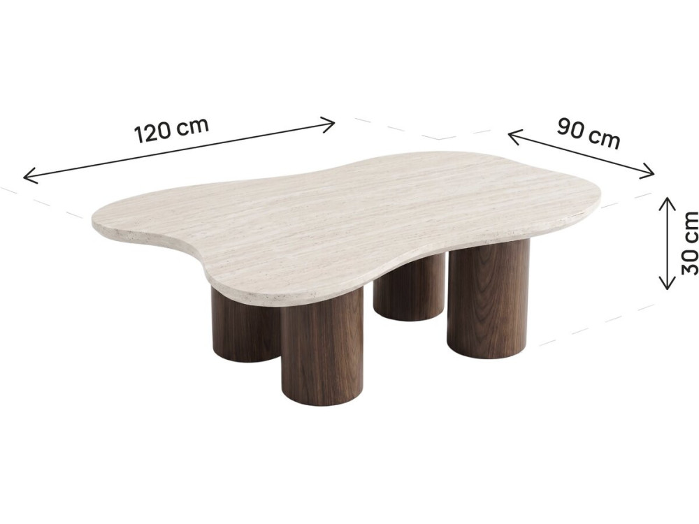 Designowy stolik kawowy z drewna „Lya” – 120 cm – brązowy