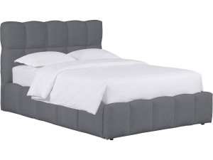 Łóżko ze schowkiem „Davos” – białe Couleur Gris Taille 140 x 190 cm