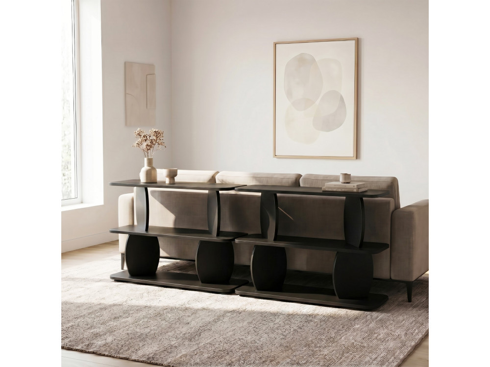 Drewniany stolik pomocniczy „Armonia” – 90 x 30 x 70 cm – czarny
