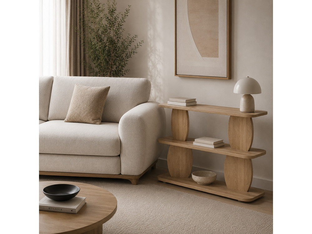 Drewniany stolik pomocniczy „Armonia” – 90 x 30 x 70 cm – dąb Saphir