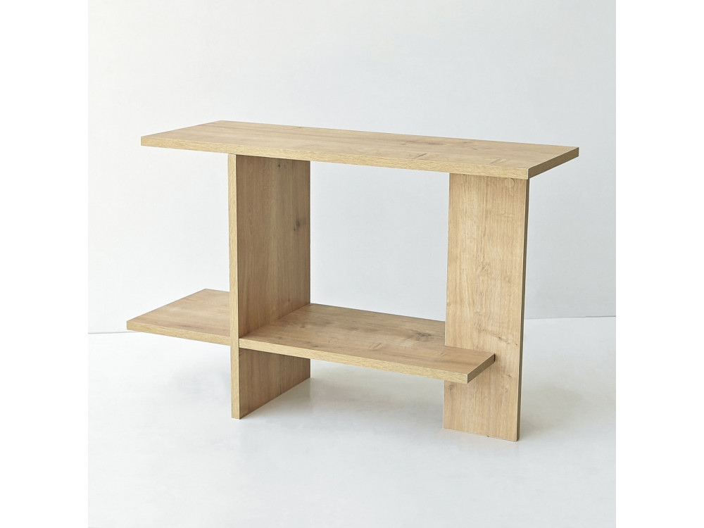 Drewniany stolik pomocniczy „Essenziale” – 80 x 30 x 55 cm – dąb Saphir