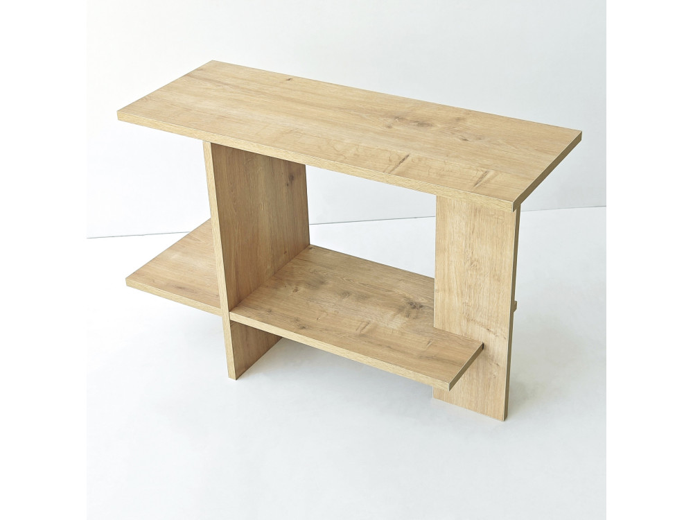 Drewniany stolik pomocniczy „Essenziale” – 80 x 30 x 55 cm – dąb Saphir