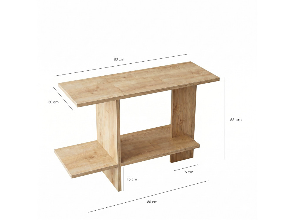 Drewniany stolik pomocniczy „Essenziale” – 80 x 30 x 55 cm – dąb Saphir