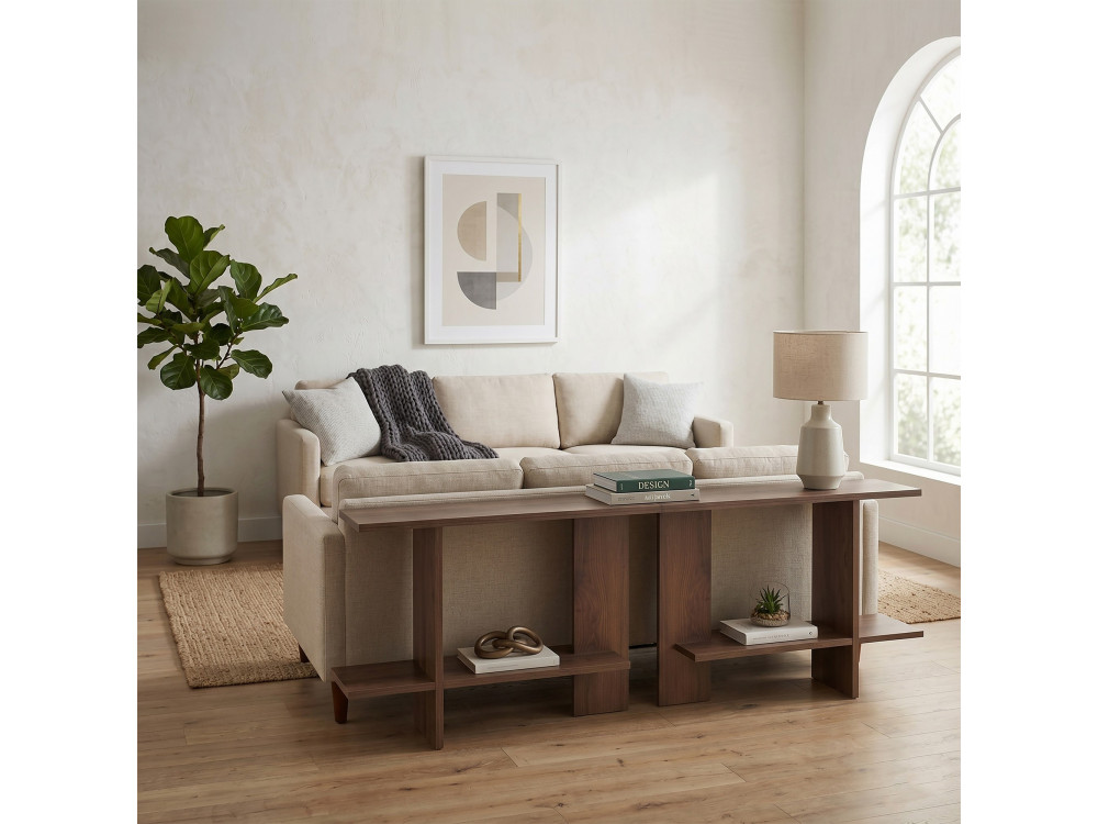 Drewniany stolik pomocniczy „Essenziale” – 80 x 30 x 55 cm – brązowy