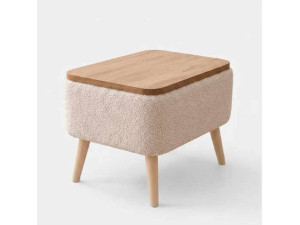 Drewniany stolik pomocniczy „Nora” – 60 x 30 x 45 cm – beżowy