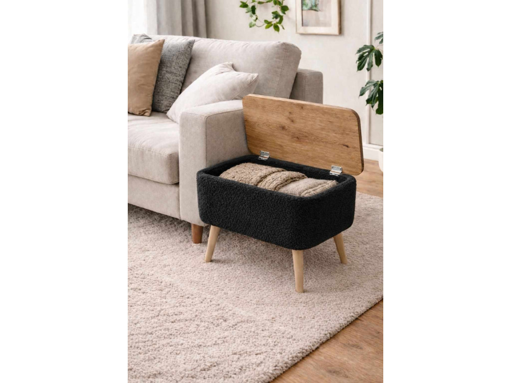 Drewniany stolik pomocniczy „Nora” – 60 x 30 x 45 cm – czarny