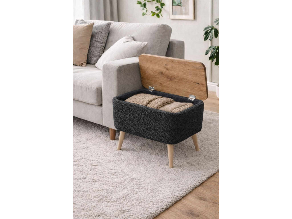 Drewniany stolik pomocniczy „Nora” – 60 x 30 x 45 cm – antracytowy