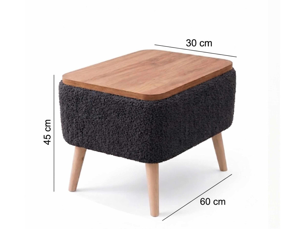 Drewniany stolik pomocniczy „Nora” – 60 x 30 x 45 cm – antracytowy