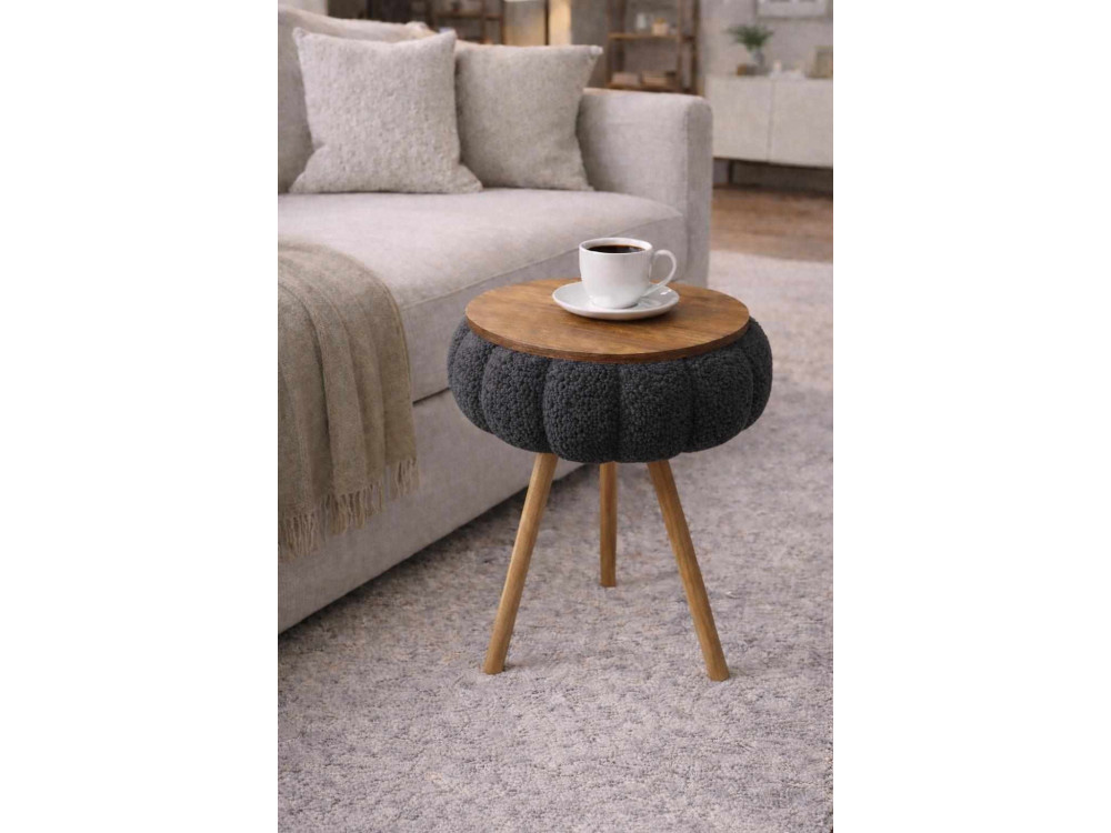 Drewniany stolik pomocniczy „Papatya Zgn” – 33 x 45 cm – antracytowy