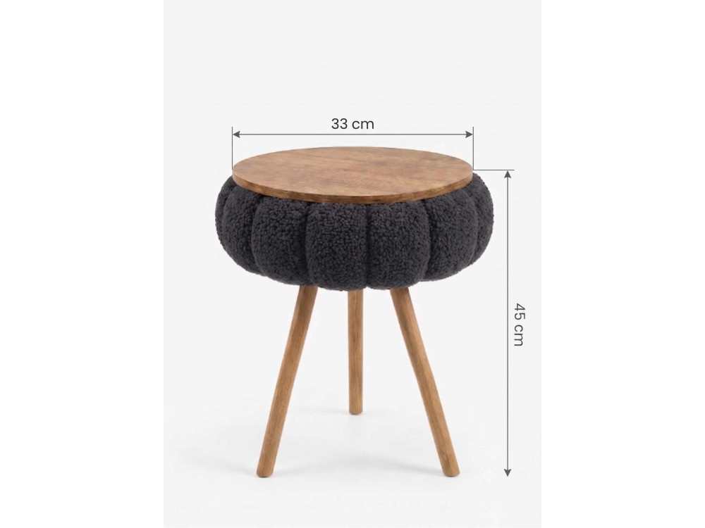 Drewniany stolik pomocniczy „Papatya Zgn” – 33 x 45 cm – czarny