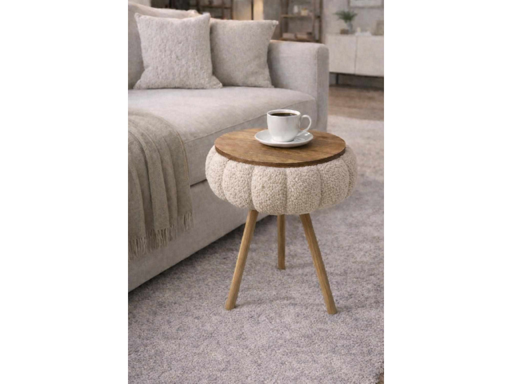 Drewniany stolik pomocniczy „Papatya Zgn” – 33 x 45 cm – beżowy