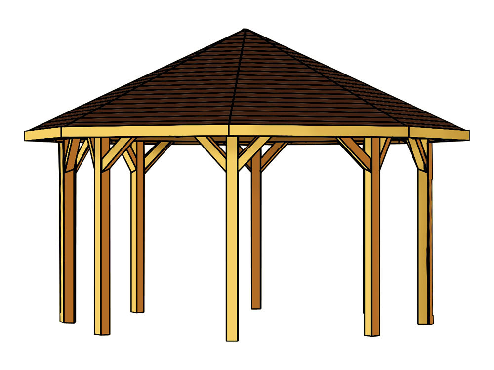 Altana drewniana "Nice" - 19,46m² - 4,84 x h 3,29 m - Nieobrobiona