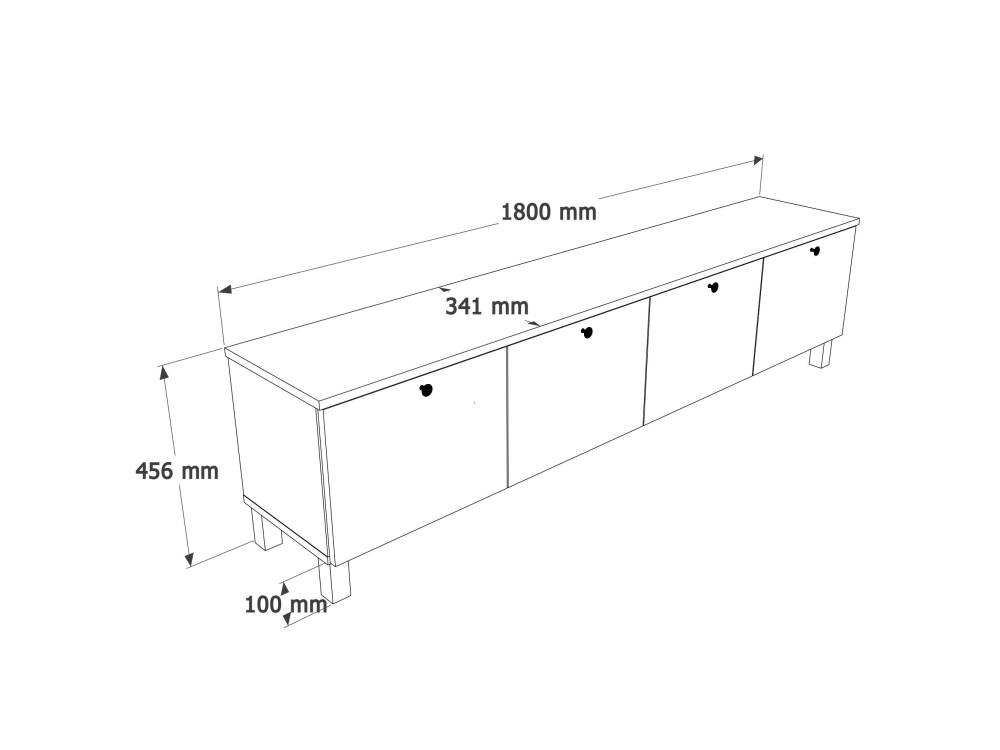 Drewniana szafka pod telewizor „Nord” – 180 x 34 x 45 cm – biała / dębowa