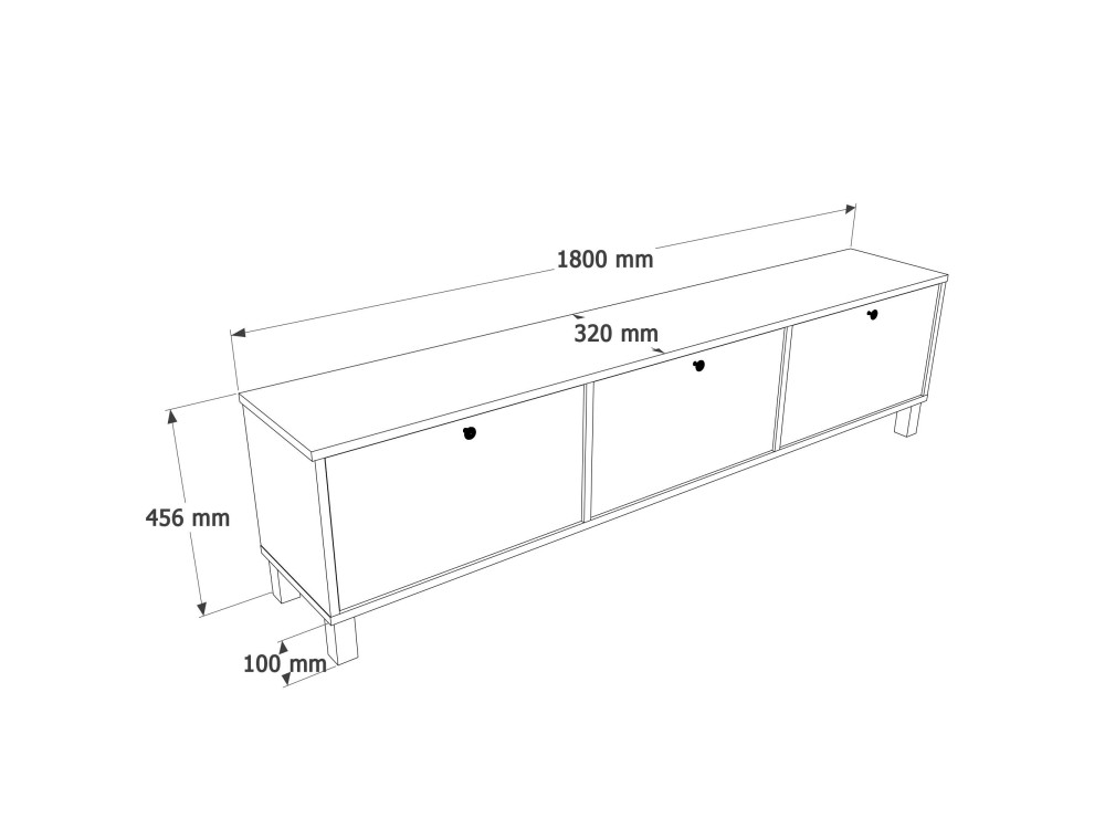 Drewniana szafka pod telewizor „Nord” – 180 x 32 x 45 cm – biała / dębowa