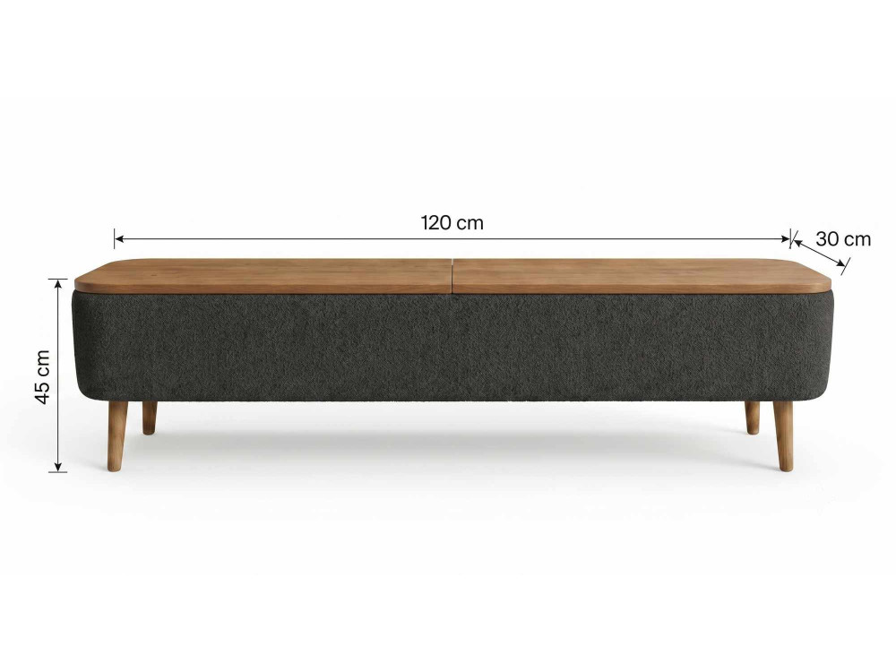 Drewniana szafka pod telewizor „Sarven” – 120 x 30 x 45 cm – antracyt