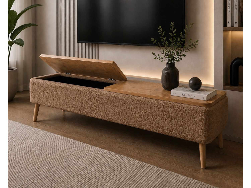 Drewniana szafka pod telewizor „Sarven” – 120 x 30 x 45 cm – brązowa