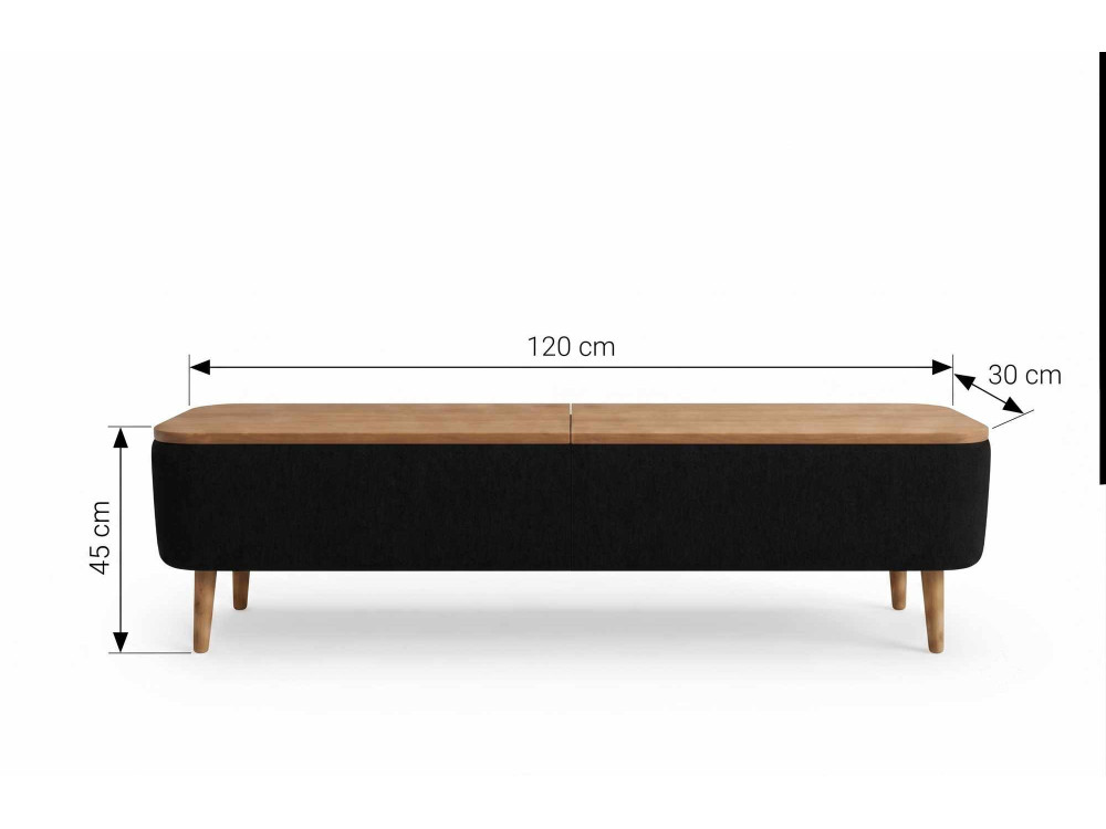Drewniana szafka pod telewizor „Sarven” – 120 x 30 x 45 cm – czarna