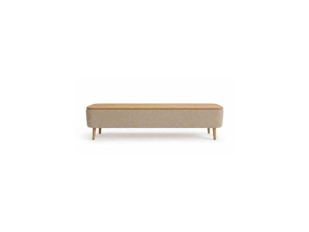 Drewniana szafka pod telewizor „Sarven” – 120 x 30 x 45 cm – beżowa