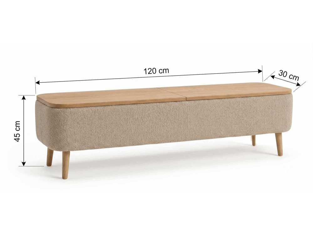 Drewniana szafka pod telewizor „Sarven” – 120 x 30 x 45 cm – beżowa