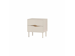 Drewniany stolik nocny „MARQUISE” – 50 x 35 x 52 cm – kamionka / ciemne drewno oud