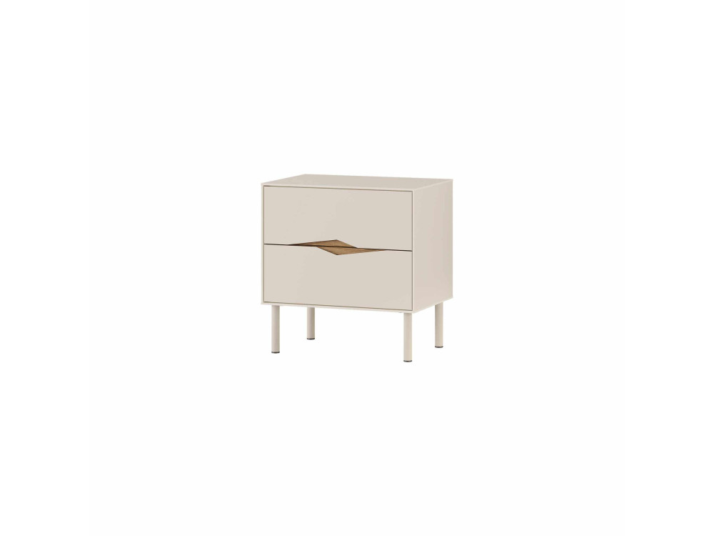 Drewniany stolik nocny „MARQUISE” – 50 x 35 x 52 cm – kamionka / ciemne drewno oud