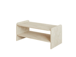 Drewniany stolik kawowy „Amon” – 89,8 x 39,8 x 44,8 cm – trawertyn