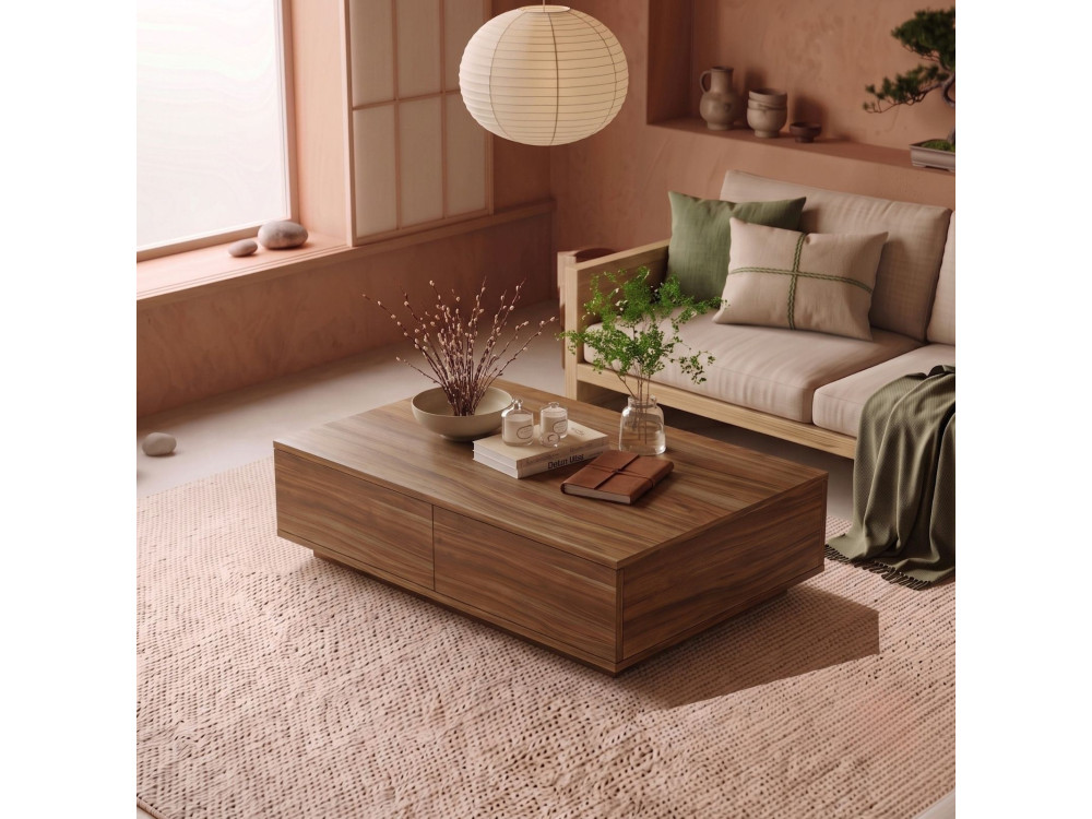 Drewniany stolik kawowy „Ave14” – 90 x 28,6 x 60 cm – orzech