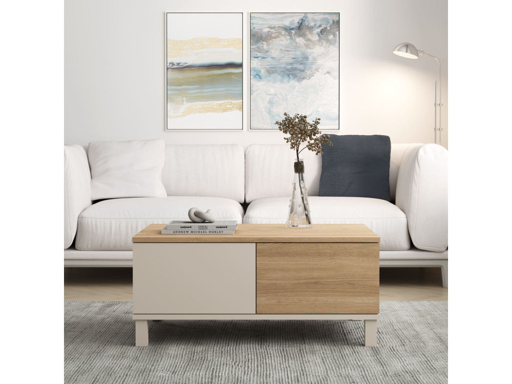 Drewniany stolik kawowy „Mood” – 90 x 60 x 40 cm – kolor piaskowy