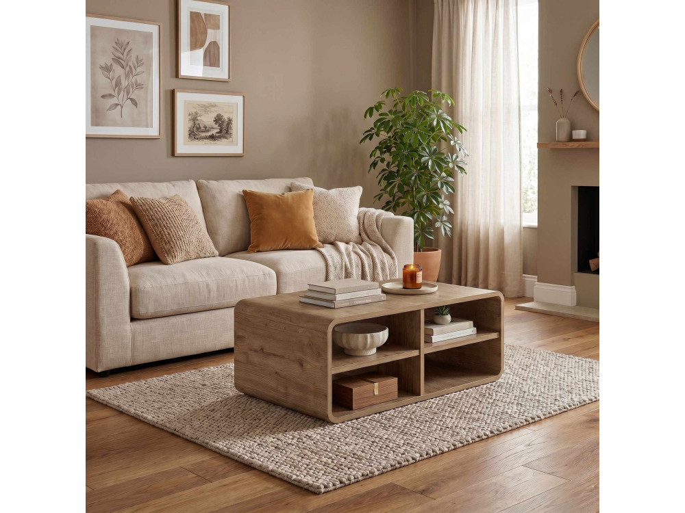 Drewniany stolik kawowy „ROVEL” – 80 x 50 x 32 cm – kolor naturalny