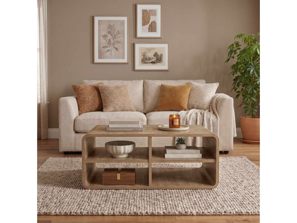 Drewniany stolik kawowy „ROVEL” – 80 x 50 x 32 cm – kolor naturalny