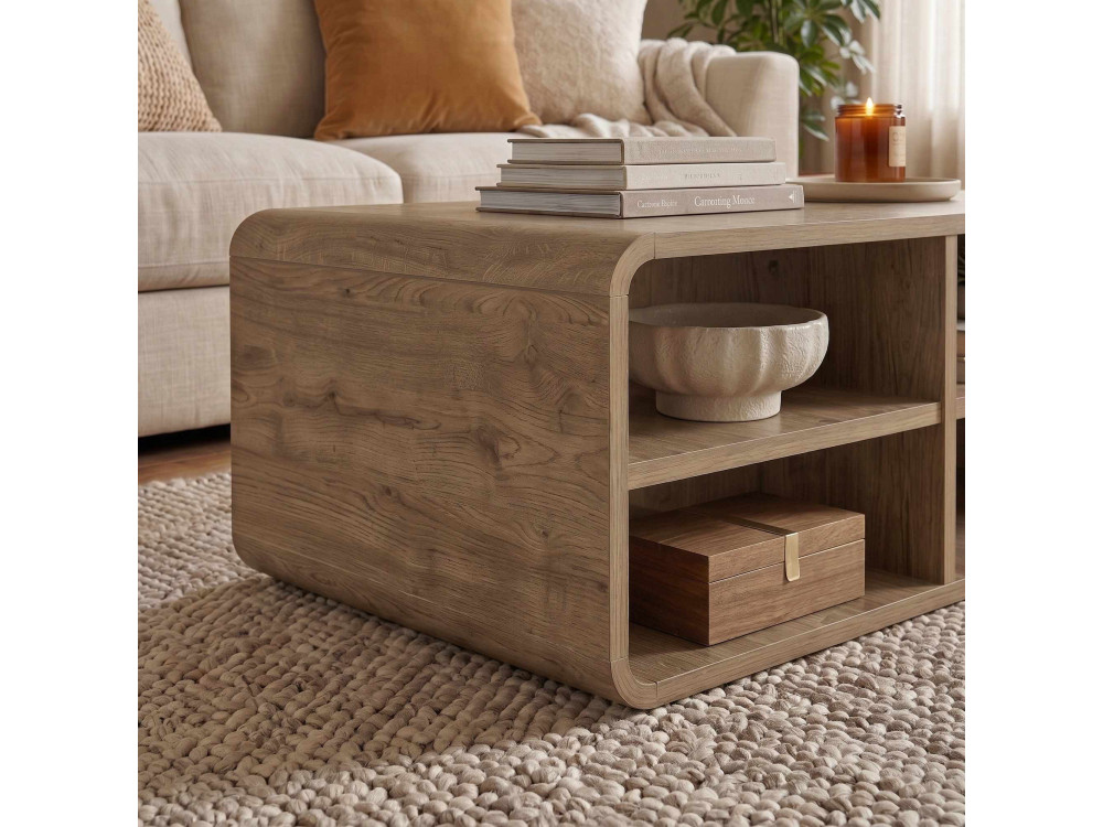 Drewniany stolik kawowy „ROVEL” – 80 x 50 x 32 cm – kolor naturalny