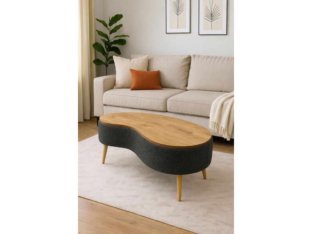 Drewniany stolik kawowy „Vera” – 98 x 50 x 45 cm – antracytowy