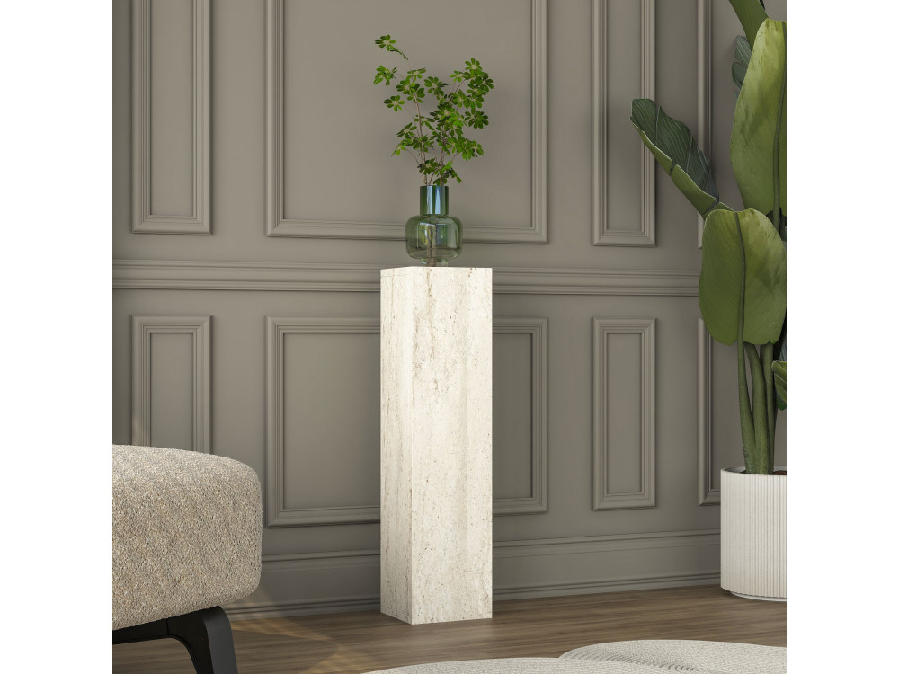 Drewniany stolik pomocniczy „AD107” – 20 x 18 x 80 cm – trawertyn