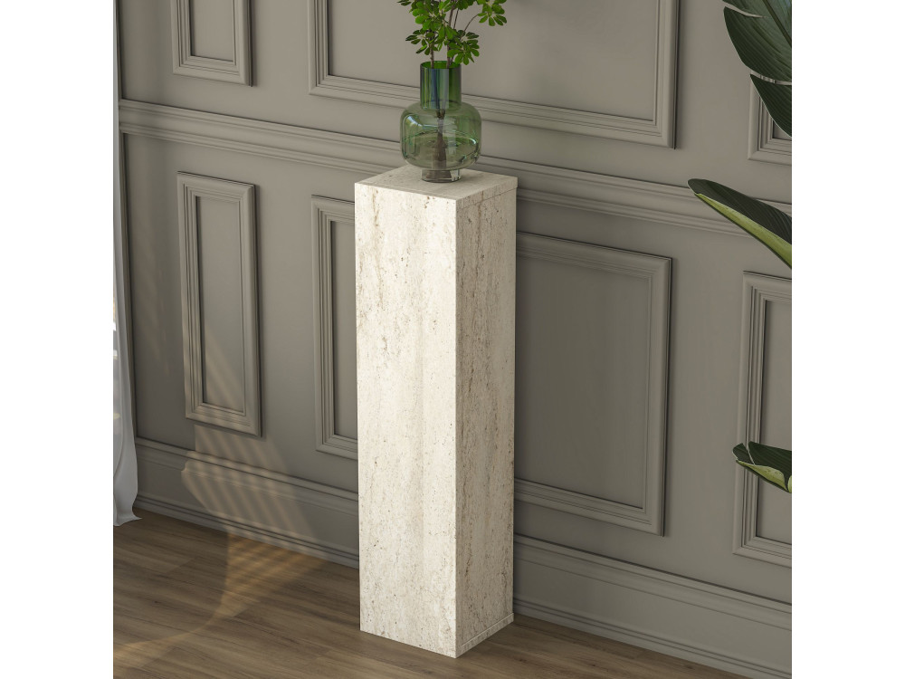 Drewniany stolik pomocniczy „AD107” – 20 x 18 x 80 cm – trawertyn