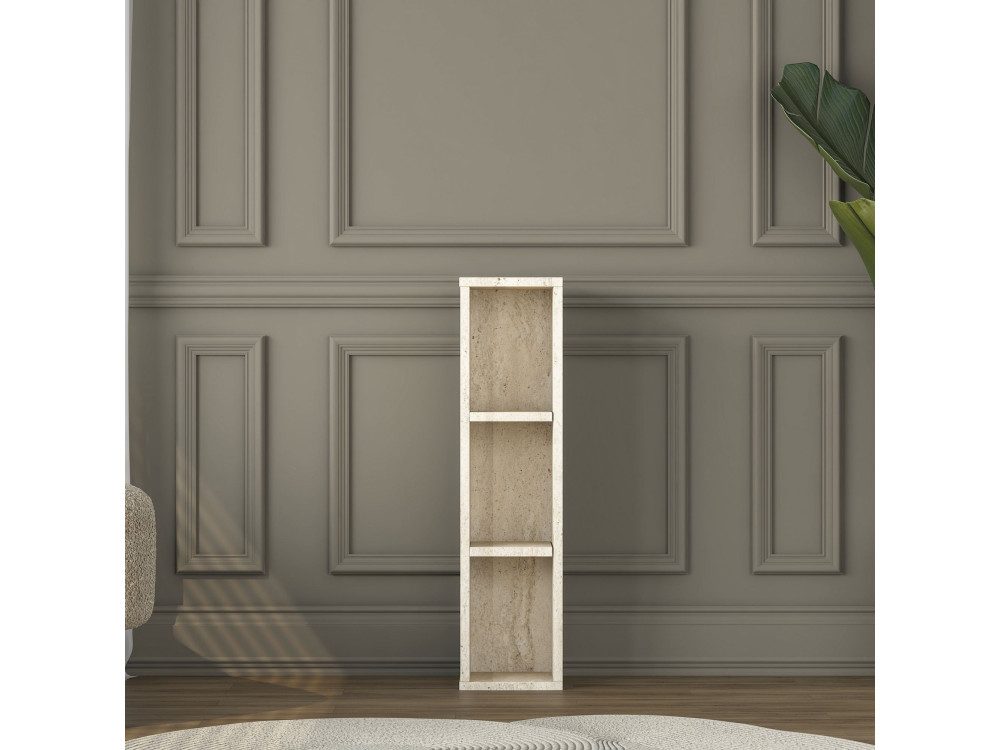Drewniany stolik pomocniczy „AD107” – 20 x 18 x 80 cm – trawertyn