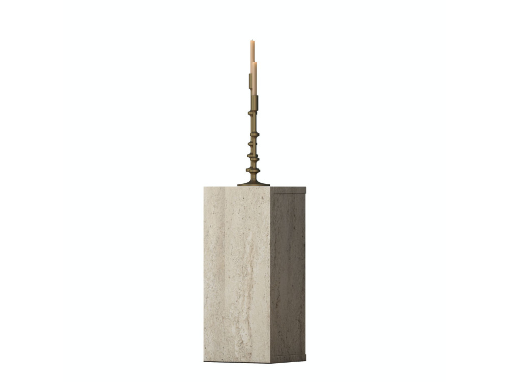 Drewniany stolik pomocniczy „AD109” – 20 x 18 x 45 cm – trawertyn