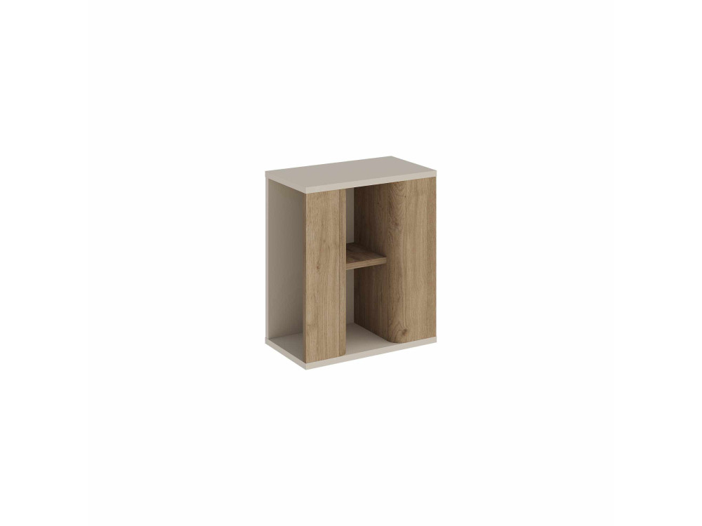 Drewniany stolik pomocniczy „VENTRO” – 45 x 25 x 51 cm – naturalny / kamionka