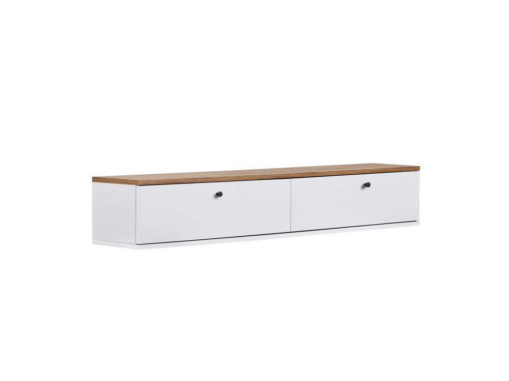Drewniana szafka pod telewizor „Ligne 160” – 160 x 25 x 25 cm – biała
