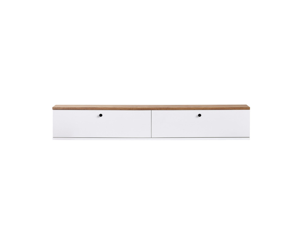 Drewniana szafka pod telewizor „Ligne 160” – 160 x 25 x 25 cm – biała