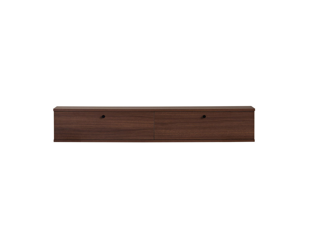 Drewniana szafka pod telewizor „Ligne 160” – 160 x 25 x 25 cm – orzech