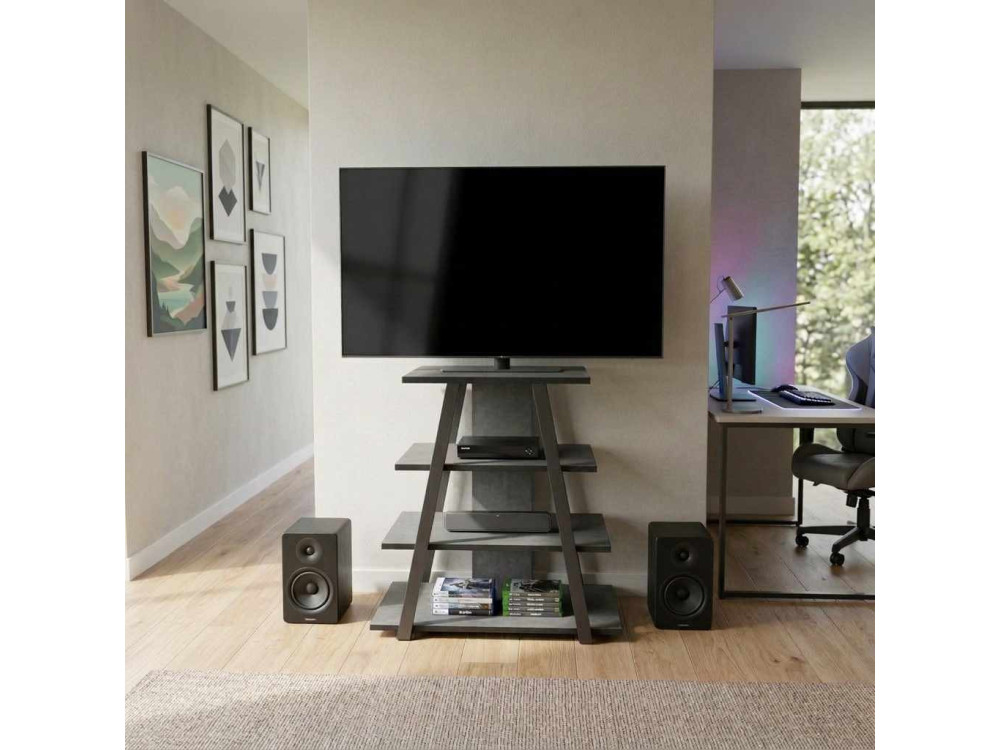 Drewniana szafka pod telewizor „LYNO” – 70 x 41 x 80 cm – szara