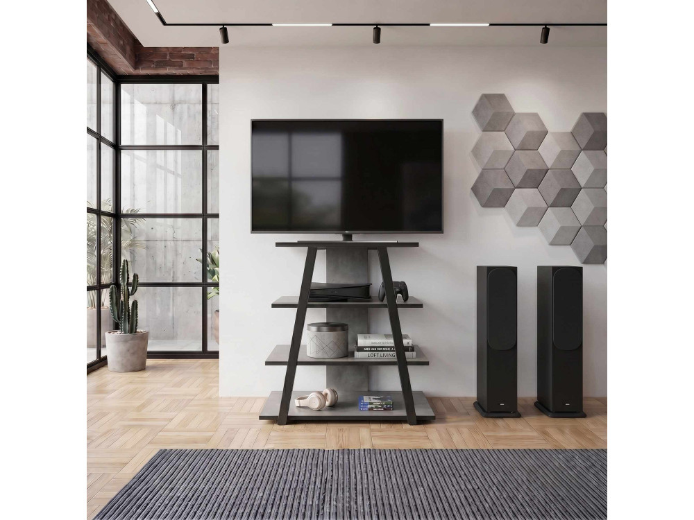 Drewniana szafka pod telewizor „LYNO” – 70 x 41 x 80 cm – szara