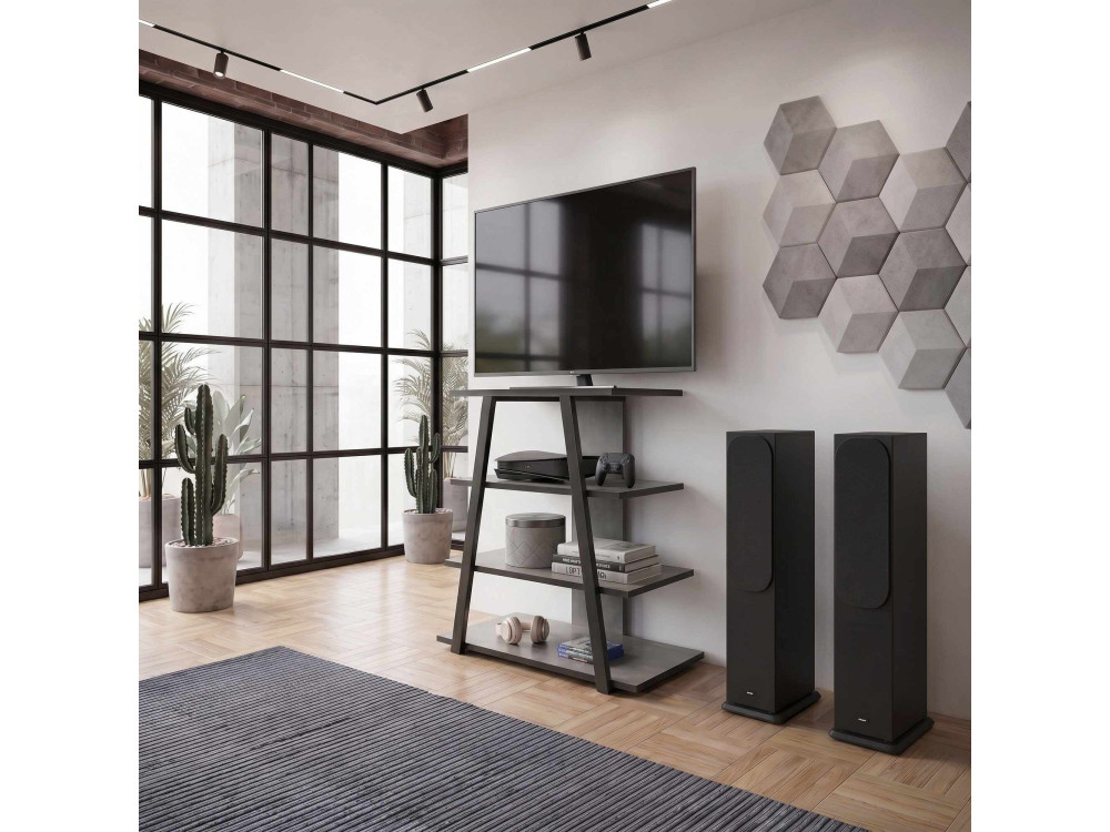 Drewniana szafka pod telewizor „LYNO” – 70 x 41 x 80 cm – szara