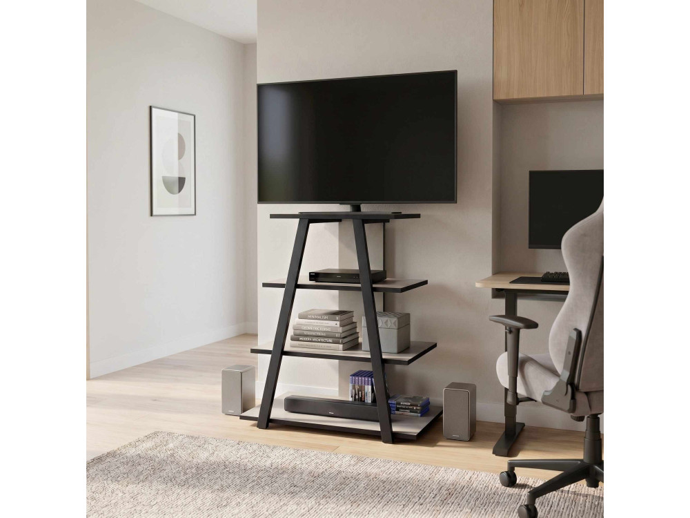 Drewniana szafka pod telewizor „LYNO” – 70 x 41 x 80 cm – szara