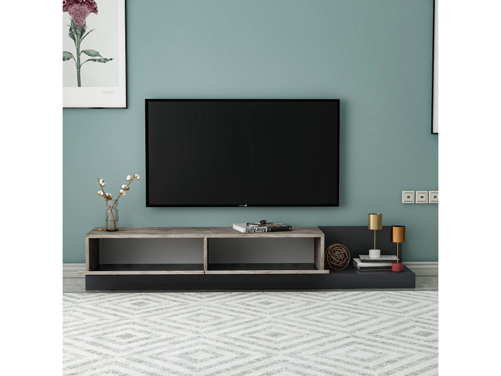 Drewniana szafka pod telewizor „Major” – 180 x 37 x 30 cm – antracyt