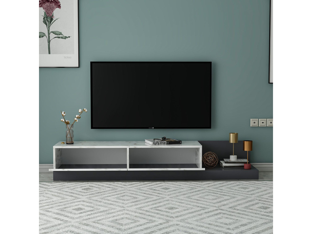 Drewniana szafka pod telewizor „Major” – 180 x 37 x 30 cm – szara